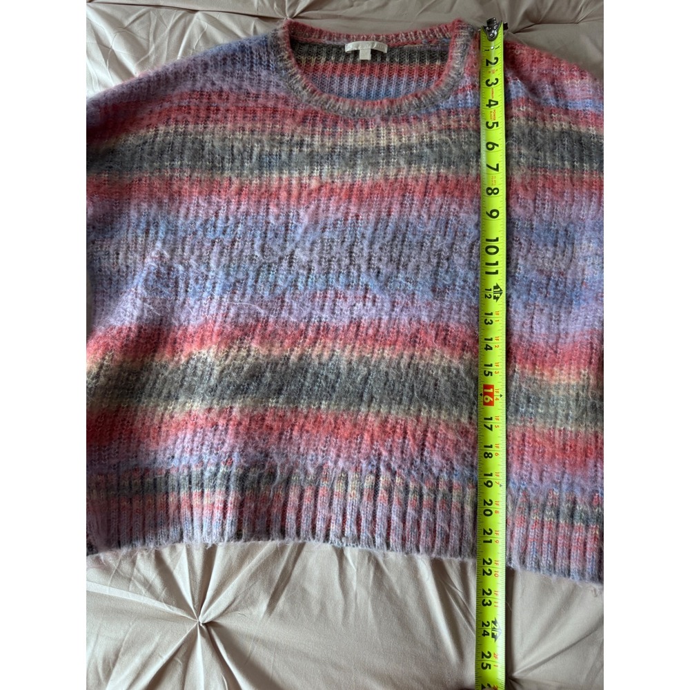 Lisa Todd Womens XS Space Dye Striped Crewneck Sweater Pink Blue Wool Blend Knit - Picture 4 of 6